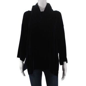 Zoran Womens Silk Cowl Neck Tunic 3/4 Sleeve Blue Size M